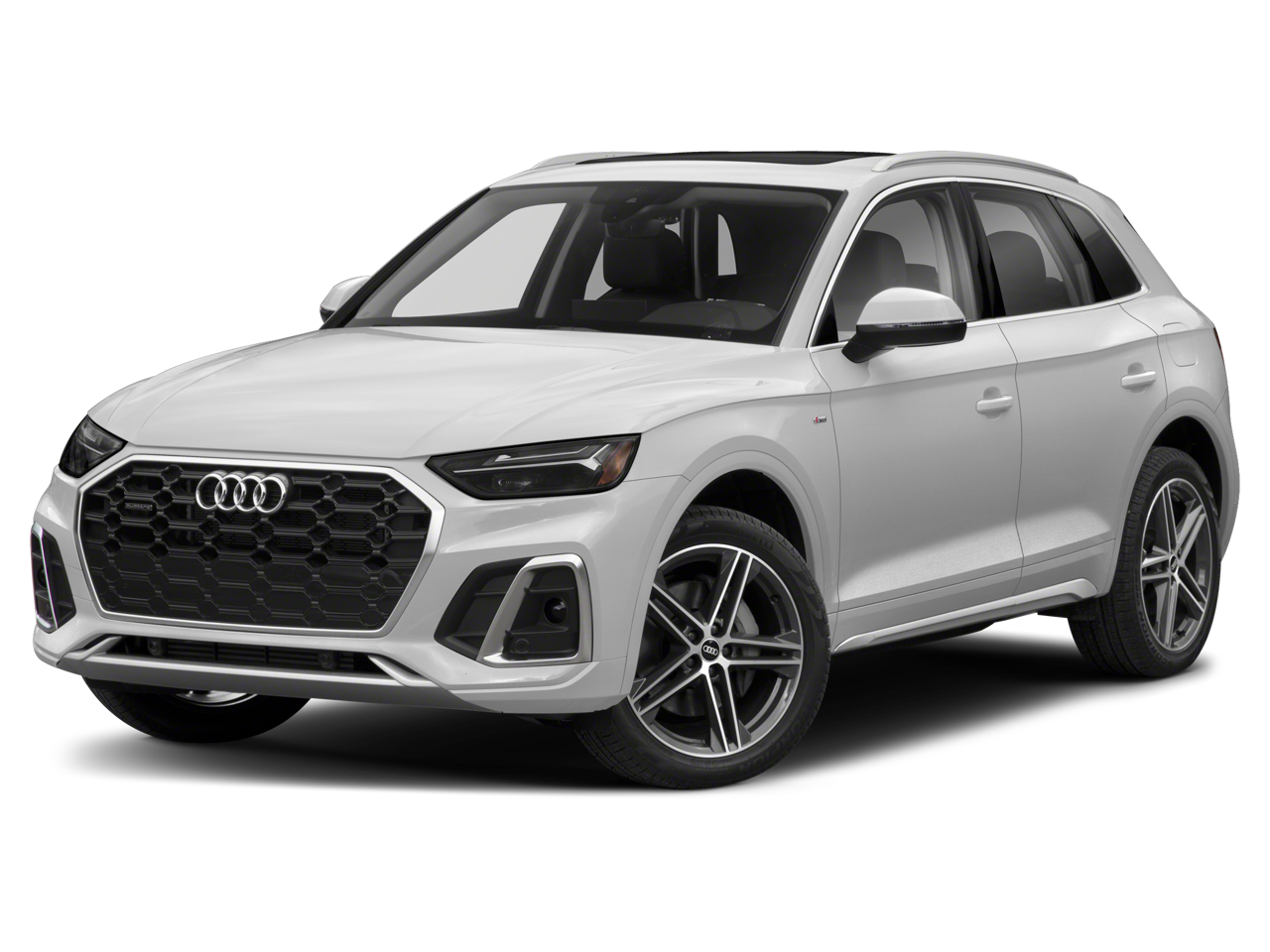 2021 Audi Q5 e 55 Premium Plus quattro in Glacier White Metallic — front three-quarter view
