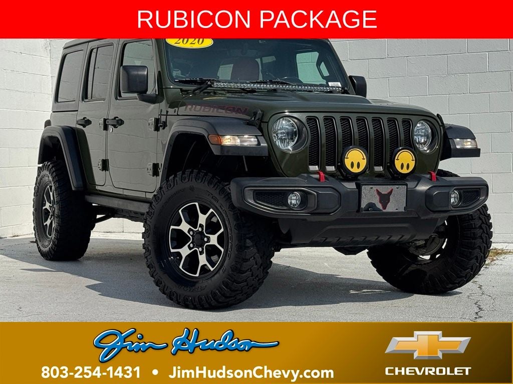 2020 Jeep Wrangler Unlimited Rubicon in Green Clearcoat — front three-quarter view