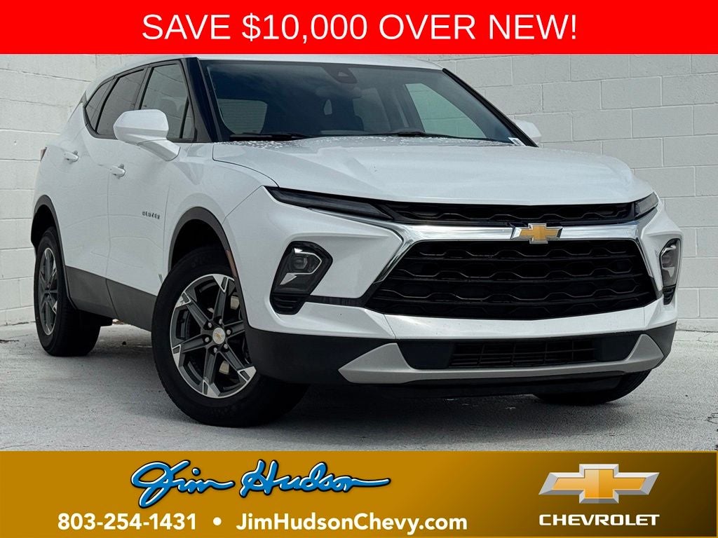2025 Chevrolet Blazer LT in Summit White — front three-quarter view