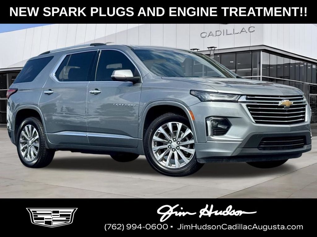2023 Chevrolet Traverse Premier in Sterling Gray Metallic — front three-quarter view