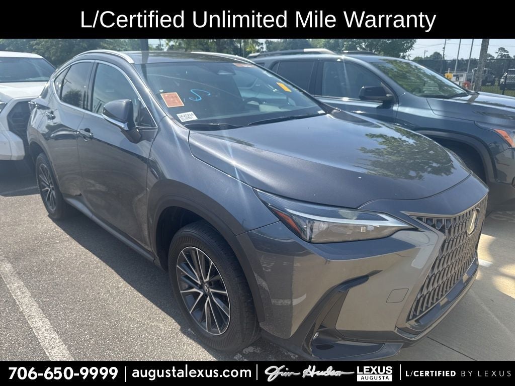 2022 Lexus NX 250 Base L/CERTIFIED in Cloudburst Gray — front three-quarter view