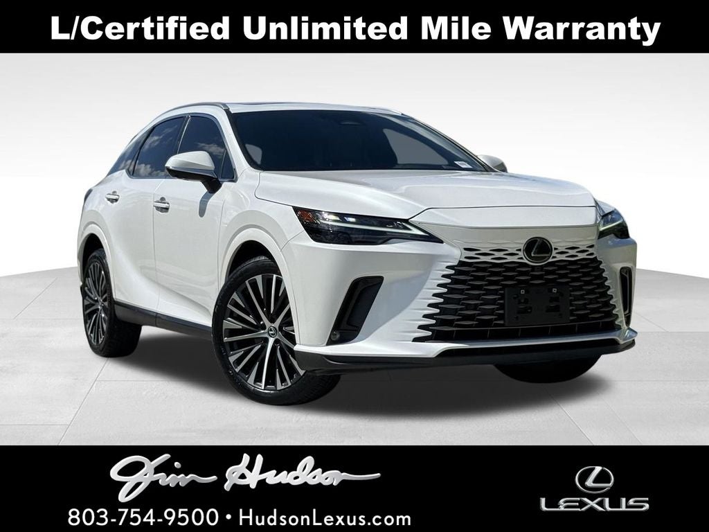 2023 Lexus RX 350 Premium Plus Navigation L/ Certified Unlimited Mile Warranty in Eminent White Pearl — front three-quarter view