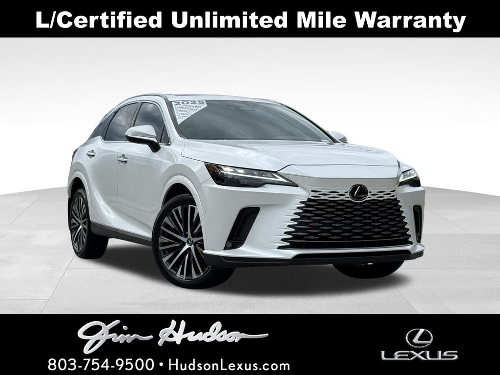 2025 Lexus RX 350 Premium Plus Navigation L/Certified Unlimited Mile Warranty in Eminent White Pearl — front three-quarter view