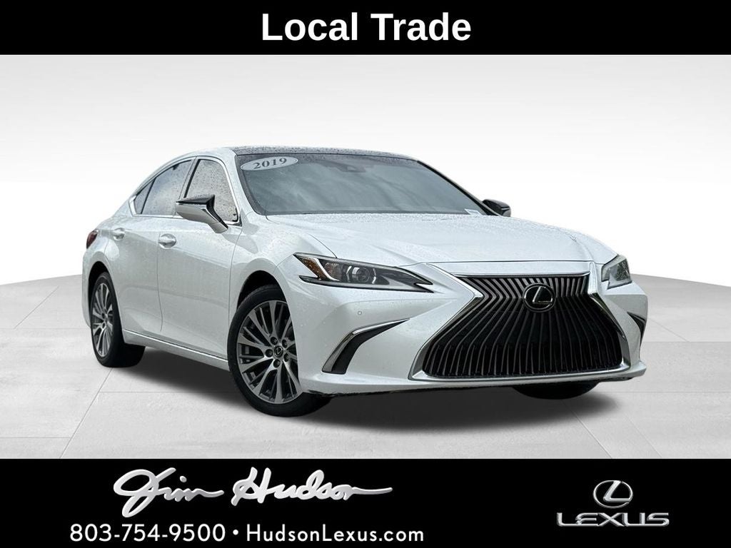 2019 Lexus ES 350 Panoramic Glass Roof in Eminent White Pearl — front three-quarter view