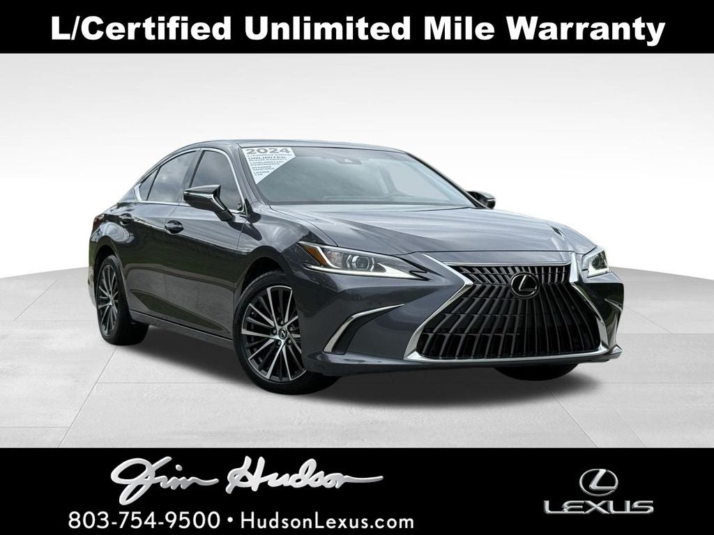 2024 Lexus ES 350 Navigation L/Certified Unlimited Mile Warranty in Cloudburst Gray — front three-quarter view