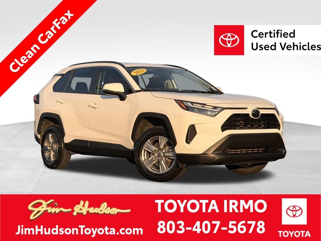 2022 Toyota RAV4 XLE in Blizzard Pearl — front three-quarter view